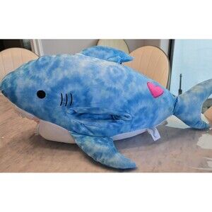 Squishmallow Santos Hug A Pet Shark 22" Hugmallow Rare HTF Plush Heart Patch